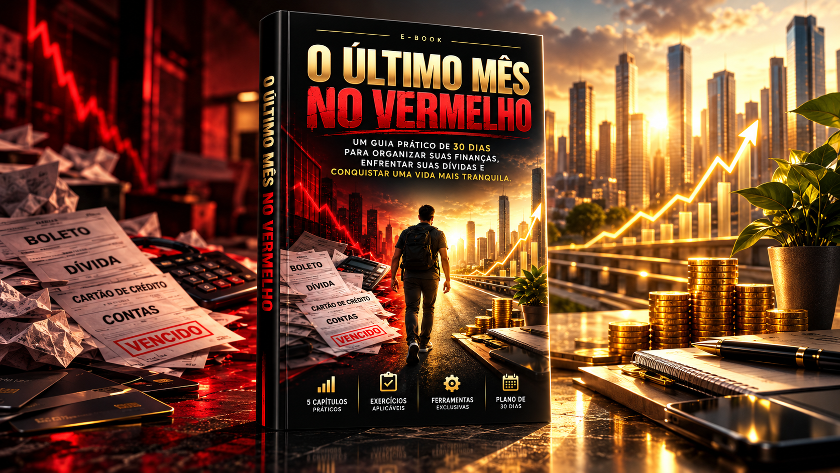 E-book O Último Mês no Vermelho entre contas vencidas e um nascer do sol dourado